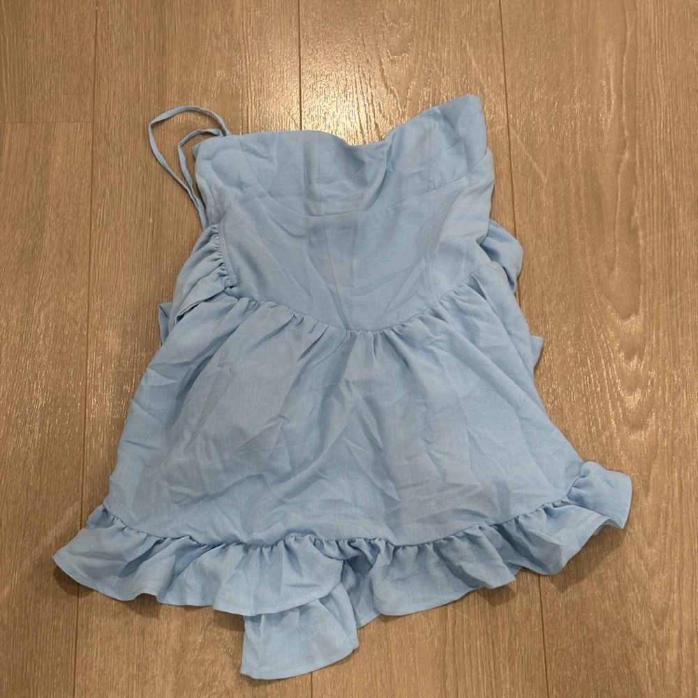 Light Blue Ruffled Blouse - Picture 2 of 2